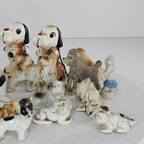 Vintage Dog Miniature Figurine Lot Ceramic Resin Plastic - Picture 5 of 12